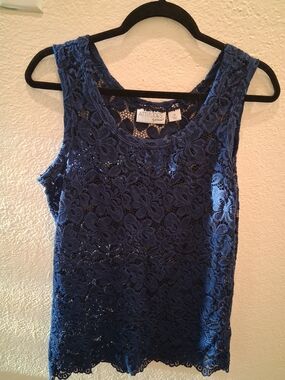 Attitudes by Renee Navy Lace Sleeveless Top